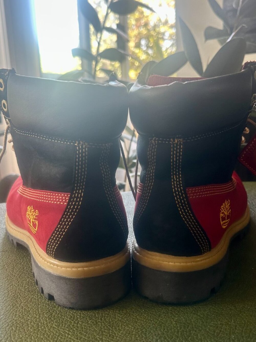 Custom Red & Black Timberland Boots Men’s Size 7 Hip Hop Streetwear - Picture 4 of 13
